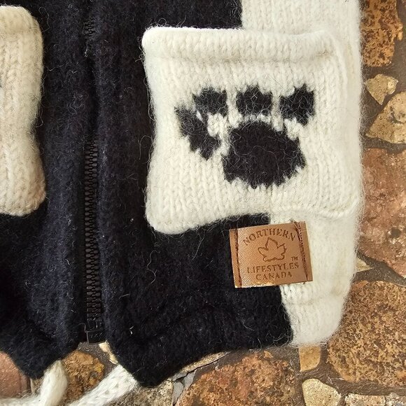 Northern Lifestyles Canada Hand Knitted Wool Bear Hoodie Jacket M - Picture 6 of 11